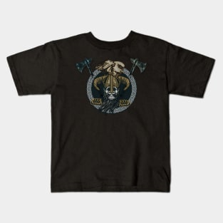 Awesome viking skull with eagle Kids T-Shirt